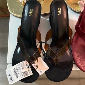 Zara Women's Black and Brown Sandals